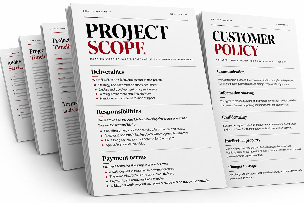 Illustrative project scope and customer policy documents