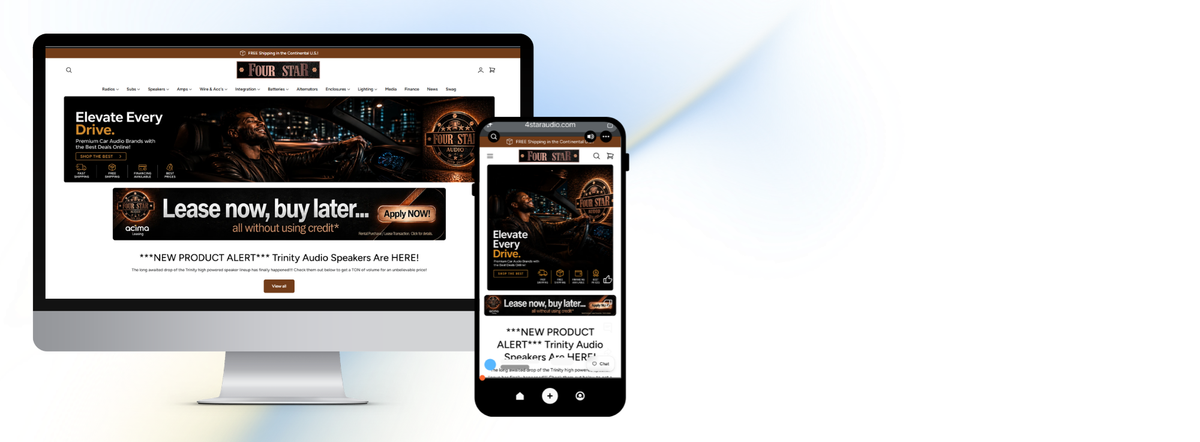 4 Star Audio website shown on desktop and mobile