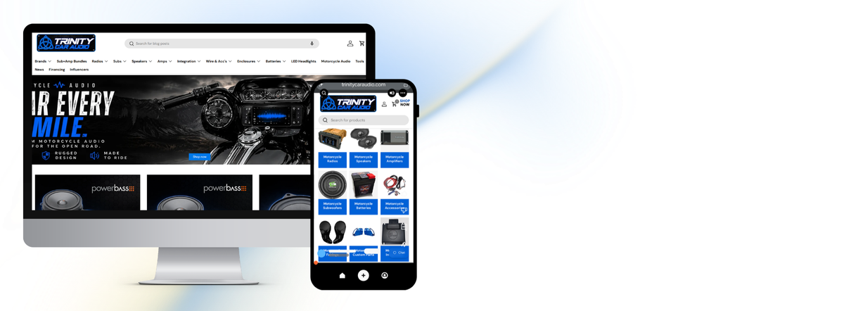 Trinity Car Audio desktop and mobile website example