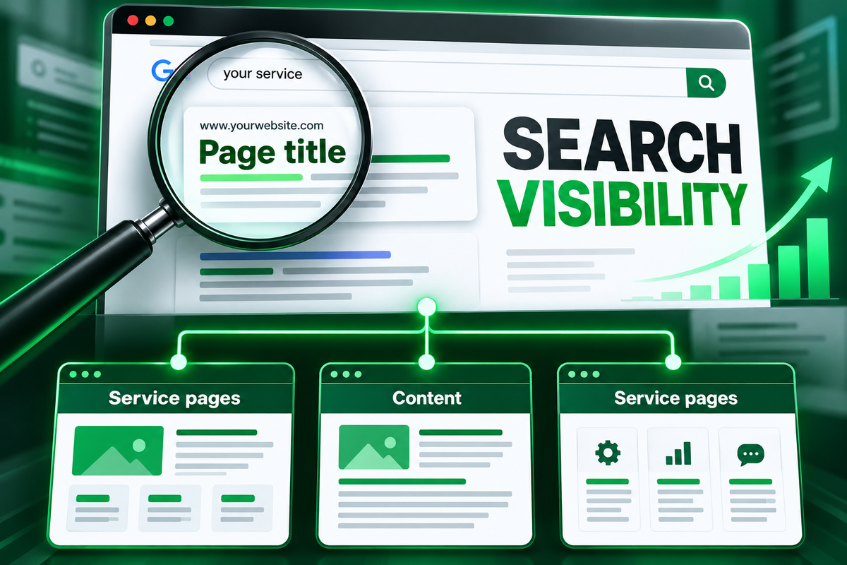 Illustrative search result, page structure, and content map